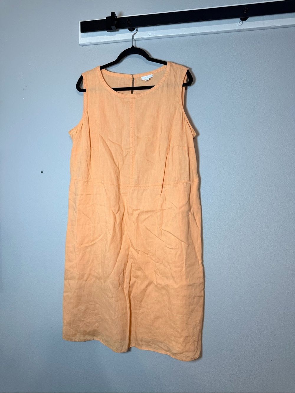 J. Jill Linen Sleeveless Dress Size XL Tall Orange Midi Summer Lagenlook - Picture 4 of 10